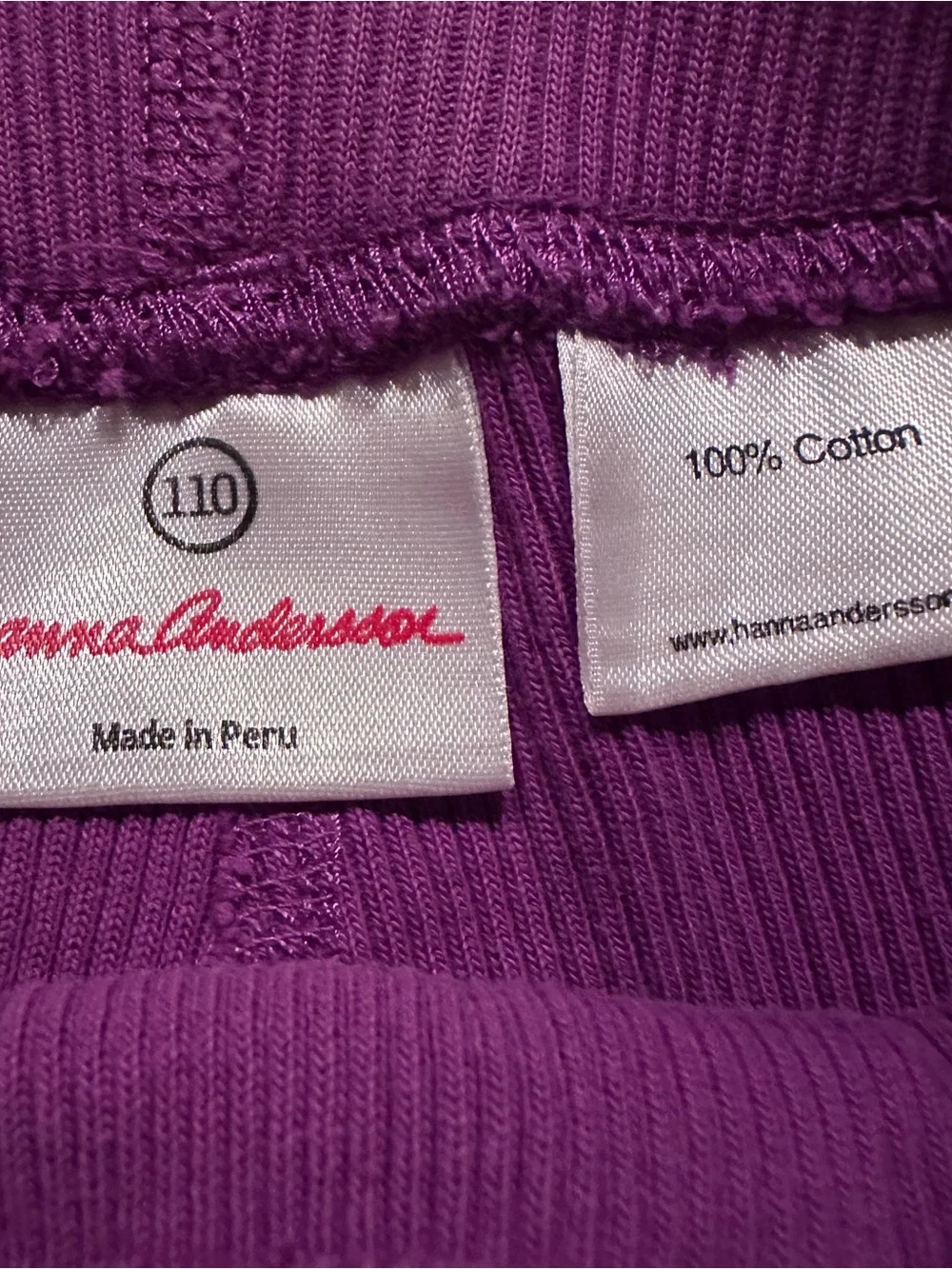 Hanna Andersson purple ribbed cotton leggings vguc size 110